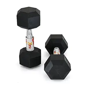 RUBX Rubber Coated Professional Exercise Hex Dumbbells