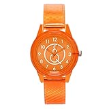 DUSENG Kinder Unisex Gelee Farbe Casual Quarz Armbanduhr Transparent Bewegung Analog Handgelenk Lehruhren (Orange)