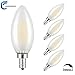 Produktbild (5er-Pack) LANSONTECH 4W LED Glühfaden Kerze-Glühlampe, 2700K Warmweiß 400LM, E14 Kerzenleuchter Sockel Lampe, C35 Torpedo Top,Matt Glas, 40W Entspricht Glühlampe, Dimmbar
