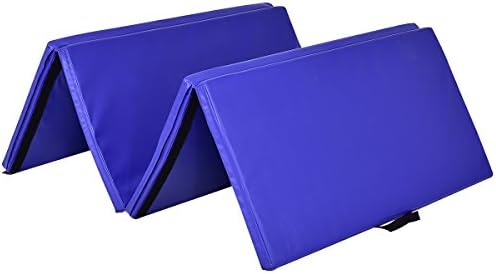 Costway 8FT Gymnastic Mat Exercise Yoga Tumble Mat PU Pilates Fitness Exercise (Blue)