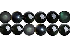 SKYBEADS Natuerliche Schwarz Regenbogen Obsidian 6mm Perlen zum auffädeln 38cm Strang Approx 60 Stück