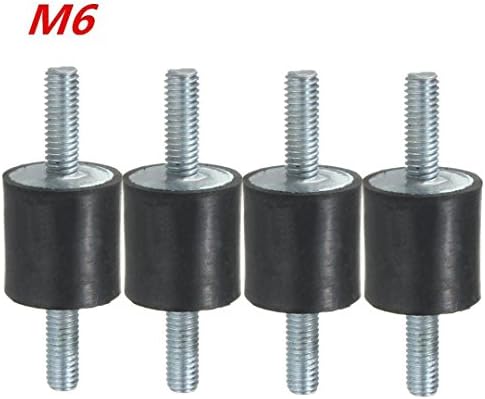 4 x M6 Rubber Double Ends Screw Anti-Vibration Mount Pump Silent Block 20 x 20mm