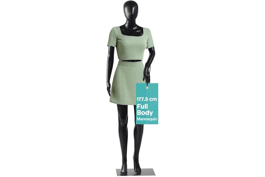 SereneLife Mannequin Body Female 175 cm, Clothes Mannequin, Female Manequins Dress Form, Manikin Full Body Detachable Display with Flexible Limbs, 360° Rotating Head & Metal Base (Black)