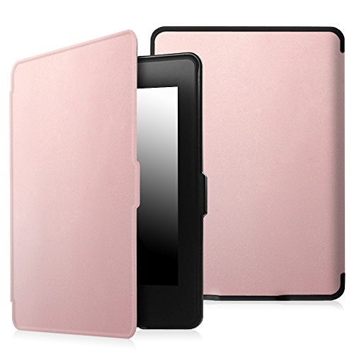 Fintie Kindle Paperwhite Hülle - Die dünnste und leichteste Smartshell Case Schutzhülle Tasche mit auto Sleep / Wake für den neuen Kindle Paperwhite 2016 (mit 300 ppi-Display, 6 Zoll, und integrierter Beleuchtung) und alle Modelle von 2012, 2013, 2014, 2015, Roségold