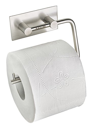 Kasomi Toilettenpapierhalter ohne bohren für einfachstes und schnellstes anbringen. Aus matt gebürstetem Edelstahl. - 2