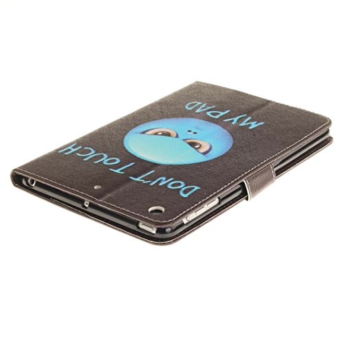 iPad Mini 1/2/3 Hülle, Vandot Ultra Thin Dünn Muster Pattern Case Cover für iPad Mini 1/2/3 7.9 Zoll Schutzhülle Tablet-PC PU Leder Flip Handyhülle Telefonkasten mit Standfunktion Kreditkarte Malerei Painting Kratzfeste Handy Schutz Schale Tasche Etui Abdeckung + Pom Pom Ball Plüsch-Kugel – Angry Don’t Touch My Pad - 6