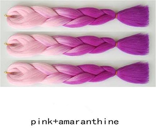FYX Hair Two Tone Ombre Kanekalon African Braiding Hair 60cm 1Pc 100g Synthetic Braid Hair Extension (pink+amaranthine)