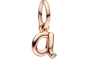 BEEUVIP Oro rosa A-Z 26 Abalorios Charms Colgantes de Alfabeto Cuentas Plata de Ley 925 con Circonita cúbica Transparente Compatible con Pulsera Pandora & Europeo, Charms de Letra para Mujer Niña