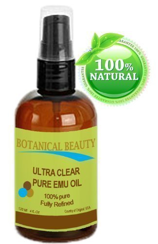Emu Oil Ultra Clear. 100% Pure/Natural /Golden / Fully Refined. 4 Fl.oz-120 ml. by Botanical Beauty