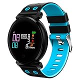 Ganeep Sport3 Smart Watch Männer Blutdruck IP68 Wasserdicht Fitness Tracker Clock Smartwatch für IOS Android Wearable Devices 0,95 Zoll OLED 3D Radian Display (Color : Black)