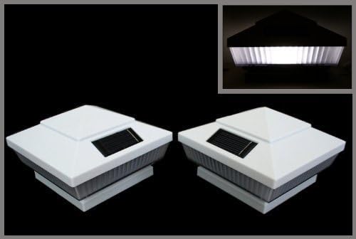 10-Pack Solar White Post Deck Fence Cap Lights for 4 X 4 Post With White LEDs and Frosted Vertical-lined Lens-GREEN NATURAL SOLAR by Atlantic Solars