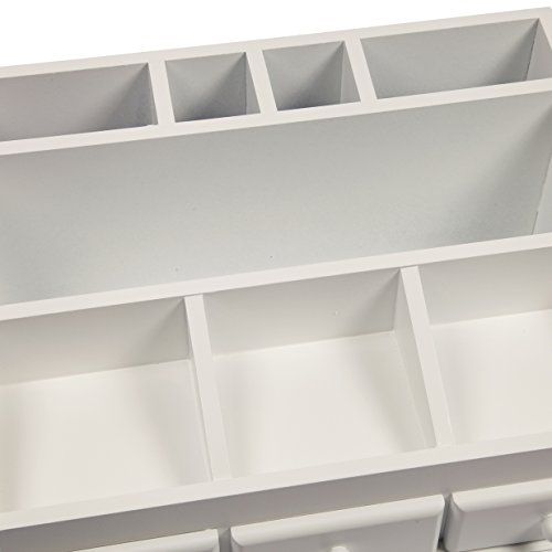 Woodluv Mehrzweck-MDF-Kasten, weiß, für Aufbewahrung von Kosmetik, mit 3 Schubladen & 8 Fächern - 5