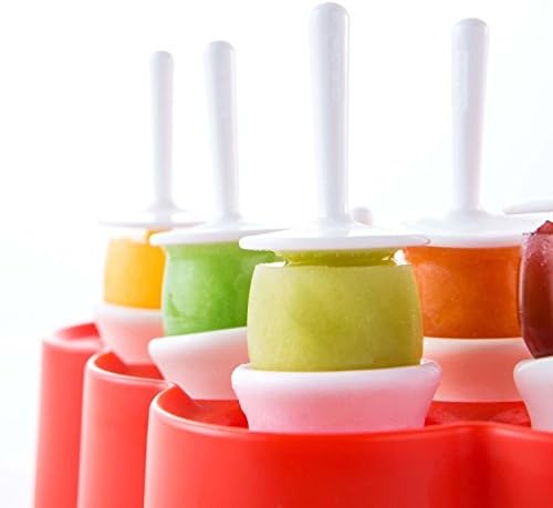 Set of 9 Red Mini Ice Pop Maker Molds/Popsicle Molds/Non-toxic Food Grade Silicone DIY Creative Ice Pop Molds/Lollipops Chocolates Molds for Baby, Kids - BPA Free