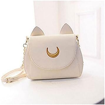 Summer Limited Sailor Moon Chain Shoulder Bag Ladies Cat PU Leather Handbag Women Messenger Crossbody Small Bag,gray