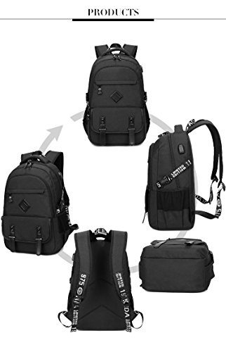Herren Damen schlank Laptop Rucksack 15 6 Zoll Business Rucksack leichte wasserdicht Schulter Notebook Rucksack mit USB-Port  20L  schwarz A 