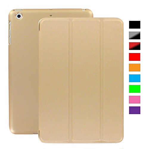 Khomo iPad Mini 1, 2, 3 Hülle Case Golden Gehäuse mit doppelten Schutz ultra dünn und leicht, Smart Cover - Dual Gold