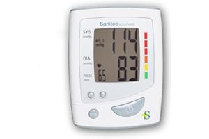 SANITEC SOLUTIONS Sanitec - Tensiómetro de Brazo | Medidor Tensión Arterial Brazo I Detector Arritmias I Incluye Manguito Regulable, Memoria 3 Usuarios, Indicador de Riesgo I Clínicamente Testado | Medidor de Tension