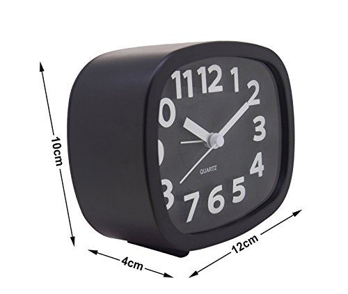 Königswerk Wecker mit 3D-Ziffern und lautem Alarmton, geräuschlos, Quarzuhrwerk, analog – schwarz - 4