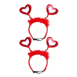 Amosfun 2pcs Pet Headbands Sequins Heart Head Boppers Valentines Day Outfit Hair Accessories Holiday New Year Costume for Dogs Cats Pets