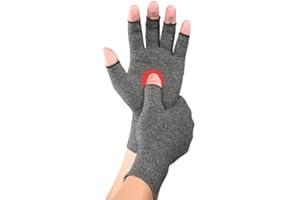 AMZ MEDICAL SUPPLY AMZ MEDICAL - Compression Arthiritis Gloves Fingerless - (Pair) Fingerless Gloves for Men and Women - Ideal for Arthritis, Osteoarthritis, Raynaud Syndrome (L, GREY)