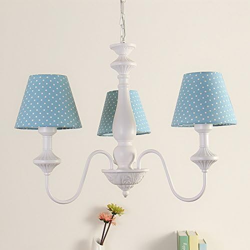 Lzonv Three Korean Modern Idyllic American Pink Blue Princess Girl Bedroom Children Nordic Girl Pendant Lights/ Chandeliers/ Ceiling Lights ,Blue Hood