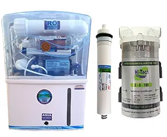 SANRACHNA water purifier with (RO+UV+UF+TDS) Fitted with HITECH OA100 gpd booster pump & Hitech 80 gpd membrane, works upto 2500 tds