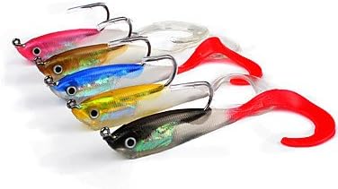 5 pcs Soft Bait Jigs Others Fishing Lures Soft Bait Jigs Jig Head Shad Assorted Colors g/Ounce,100 mm/4" inch,Soft Plastic Lead Silicon