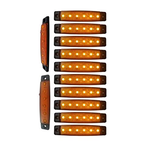 Yuk 10 pcs 9,7 cm 6 LED côté LED MARKER Remorque Feux de gabarit pour camion, marqueur lumière Ambre, partie arrière Feu de Gabarit, camion Cab Feux de gabarit, RV Convoi