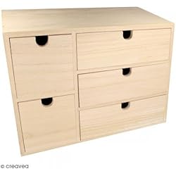 Artemio 14002158 Meuble Casier à Tiroirs, Bois, Beige, 35 x 15 x 26 cm