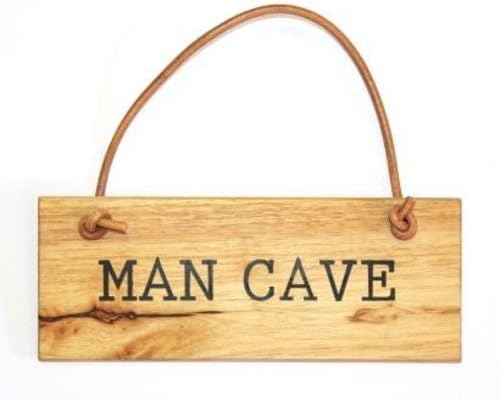 ECP DesignRustic Country Wooden Oak & Leather Plaque "MAN CAVE" Door/Wall Sign