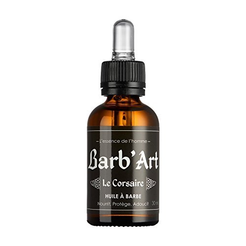 Huile à barbe Le Corsaire ? Barb'Art ® N°1 Français depuis 2015 ? Adoucit et embelli la barbe ? Parfum Frais et délicat ? 30ML ? Fabrication Française ? Huiles végétales BIO ? LIVRAISON OFFERTE ?
