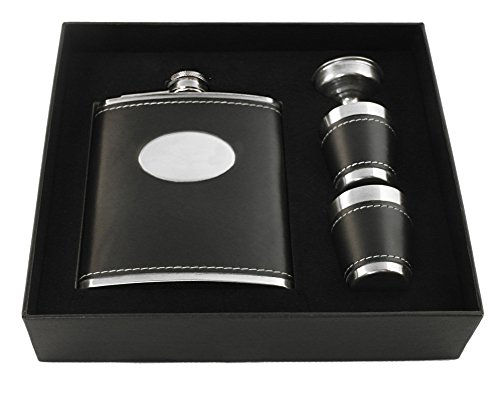 Flachmann 4-tlg.Set 200 ml Lederummantelung mit Wunschgravur, Wunschtext, Grafik oder Logo - 2