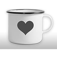 The Manufacture Herz Liebe Emaille Becher Tasse als Geschenk, weiß Hochzeit, Muttertag, Vatertag