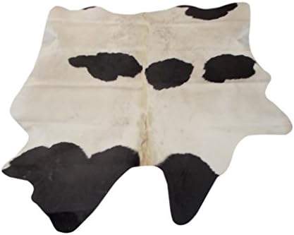 Narbonne Leather Cowhide Rug - Small Black and White Pattern - Approx 150 cm x 140 cm - Natural Luxury Designer Hide