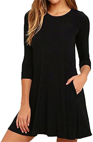 Kris DIOSA Women's Long Sleeve Casual Dress Simple T-Shirt Loose Pocket Tunic Dress