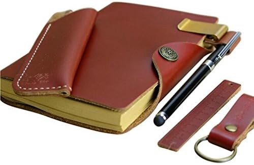 Private Custom Diary Vintage Genuine Leather Travelers Notebook Retro Journal Engraving Any Text You Want On The Notebook (Red)