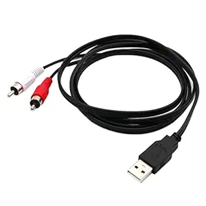 IVELECT 1.5m USB A Male to 2X RCA Phono Male AV Cable Aux Audio Video Adapter Cord