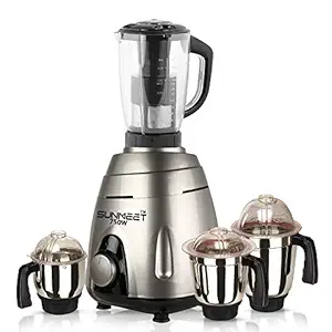 Sunmeet 750 watts Heavy Duty Mixer Grinder with 4 Jars Color Silver (Chutney Jar, Medium Jar, Large Jar and Juicer Jar with Filter) MAR20-3 Make in India (ISI Certified)