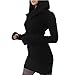 Produktbild Damen Pullover Kleid,Dasongff Damen Langarm Pullover hoodie Feste Langarm Pullikleid Longshirt Top Minikleid (M, Schwarz)