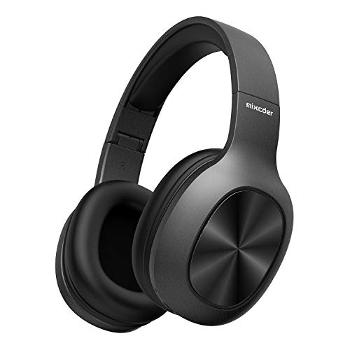 Mixcder Casque Bluetooth Circum avec Microphone Intégré Support TF SD Carte - Lecteur MP3, Over-ear Écouteurs Hi-Fi Stéréo Auriculaire sans Fil Pliable Basse Impressionnante, Ultra-léger - Noir