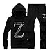 Produktbild Amphia Herren Langarmpullover - Sports Suit Kapuzen-Rollkragenjacke - Zweiteiliges SetMen's Casual Long Sleeved Alphabetischer Druck Hoodie Sportanzug Tops Hosen Set