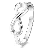 Metall: Sterling-Silber 925 MunkiMix 925 Sterling Silber Band Ring Silber Ton Infinity Unendlichkeit Zeichen Symbol Hochzeit Größe 54 (17.2) Damen