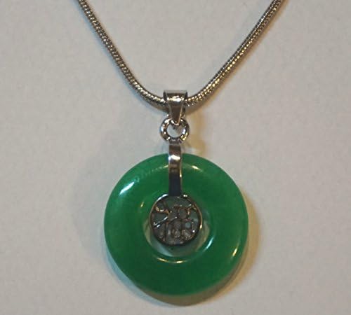 LUCKY HEALTH WEALTH FENG SHUI PENDANTS WITH CHAIN NECKLACE IN CHINESE JADE GREEN LUCKY CHARMS (JADE 3CM ROUND)