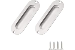 Dtoterul 2 piezas Tiradores Puerta Empotrados Acero Inoxidable Manijas Empotrados Ovalados y Deslizantes Mango Oculto de Acero Para Puerta Corredera Empotrable Puerta Corredera de Puerta de Armario