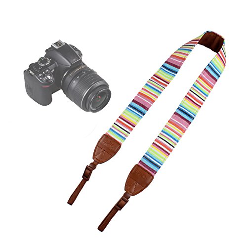 LYNCA L-254Z bandouli  re sangle de cou sangle d   paule amovible au style boh  me pour tous les appareils photo dslr Canon Nikon Sony Olympus Pentax etc  arc-en-ciel 