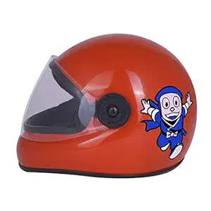 Sage Square Adjustable Ninja New Hatorri Cartoon Design Full Face Helmet for Kids Baby Safety and Comfort (3-12 Years) (Free, Orange Glossy)