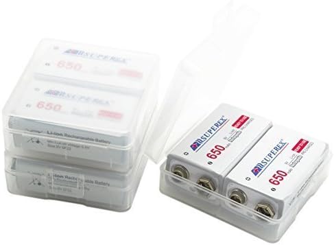 SUPEREX® Rechargeable ultra 9V Li-ion lithium Batteries 650mAh white With PCB Protected - Pack of 6 (Plz pay attention to the battery’s output voltage: 7.4V-8.4V)