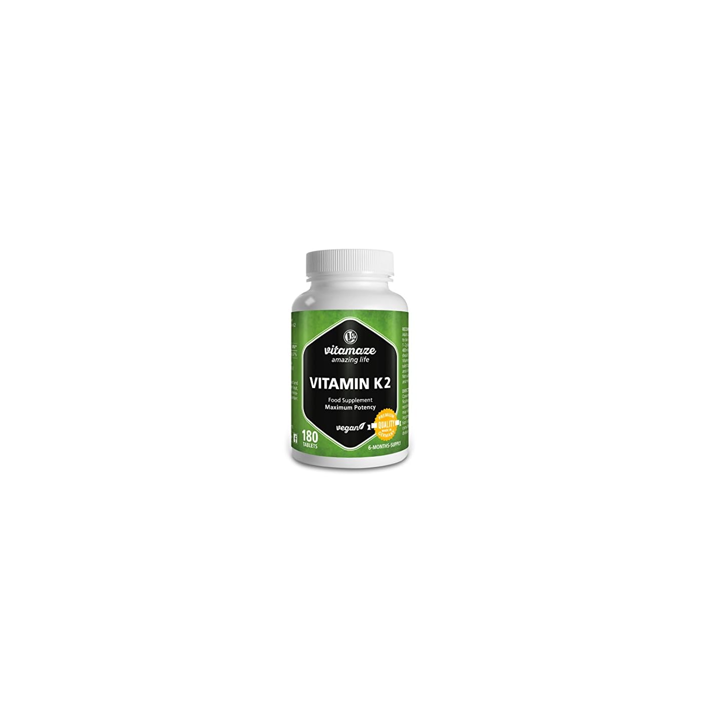Vitamaze® Vitamin K2 MK7 200 mcg Vegan & High Strength Menaquinone