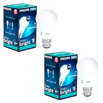 Philips StellarBright 12-Watt LED Bulb B22 Base ( Crystal White, Pack of 2 )