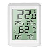 amplio ámbito de medición: alcance Temperatura: 0 ℃ -60 ℃; alcance Humedad: 10% -99%. Precisión de la temperatura: +/- 1 ℃, resolución: 0,1 ℃. exactitud Humedad: ± 5%, resolución de pantalla Humedad: 1%. Se puede elegir la temperatura en grados Celsius o Fahrenheit